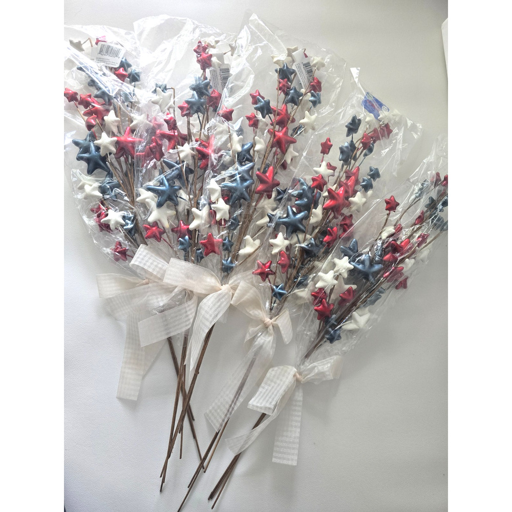5 Pack Patriotic 17" Picks - Steams 4 of July  Red White Blue Stars